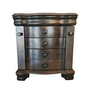 Hives & Honey Dk Brown Wood Jewelry Chest Box Mirror 5 Drawers 13" x 12" x 7"